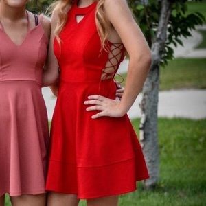 Red Strappy Homecoming Dress